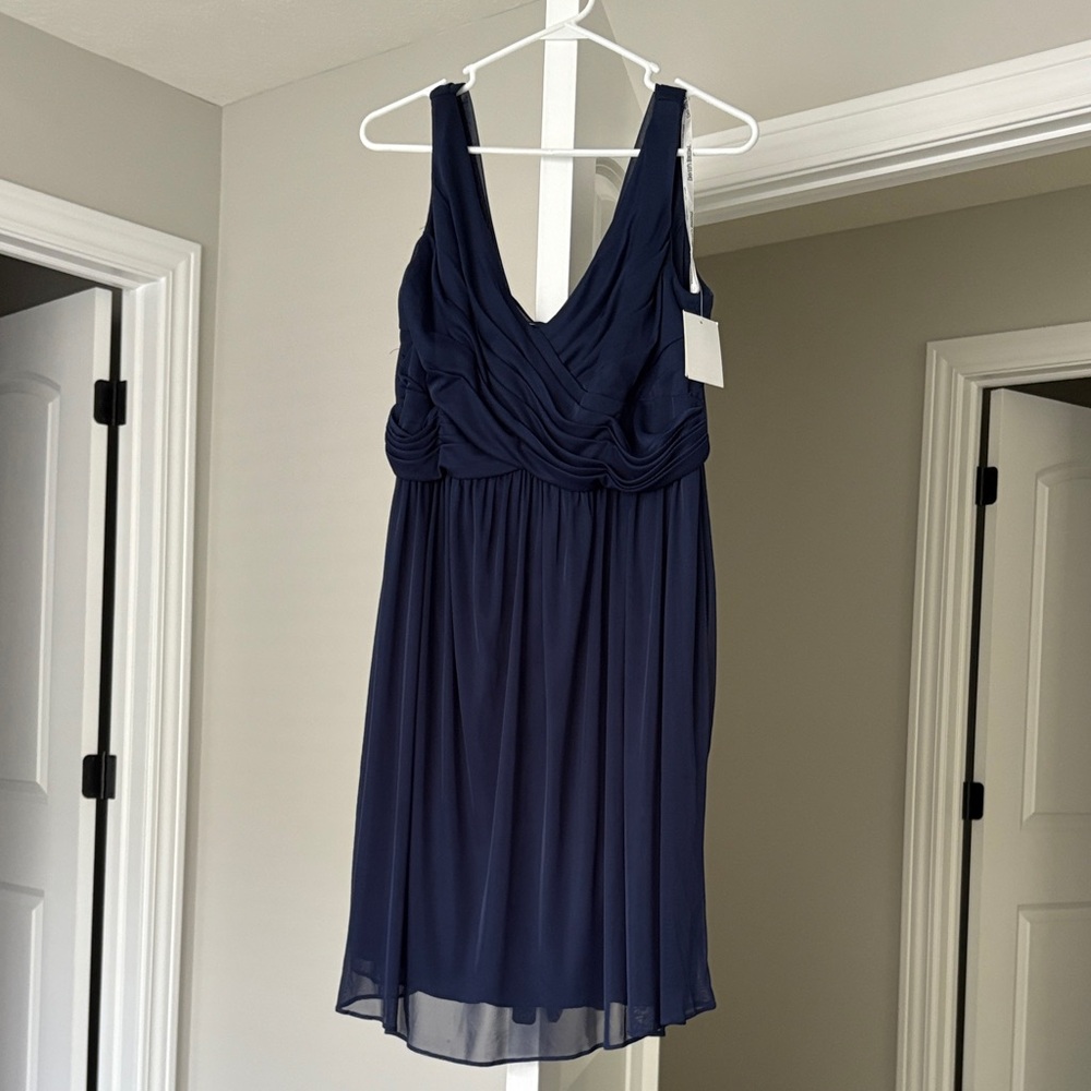 David’s Bridal Marine Short Tank Cowl Back Dress 16 NWT